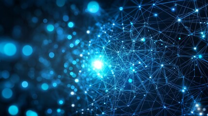 World Art Day Painting Modern Futuristic network of glowing blue connections.