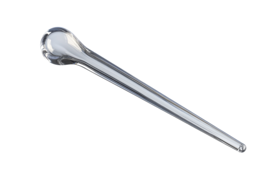 A delicate glass dropper rests on a smooth surface, showcasing its elegant design and utility isolated on transparent background