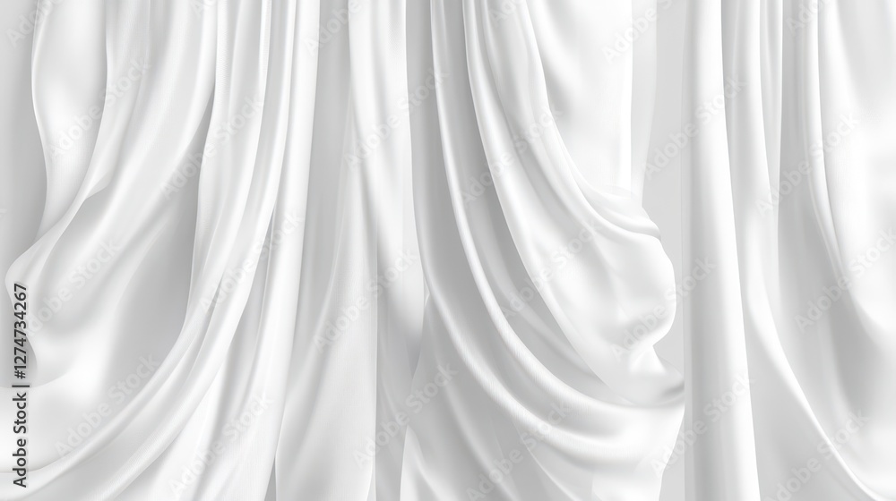 Aufkleber elegant white fabric with soft folds and draperies creating a luxurious textured background