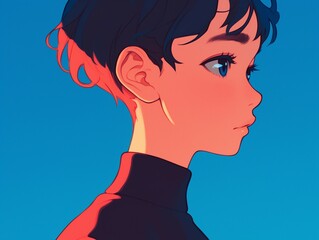 Anime girl profile portrait