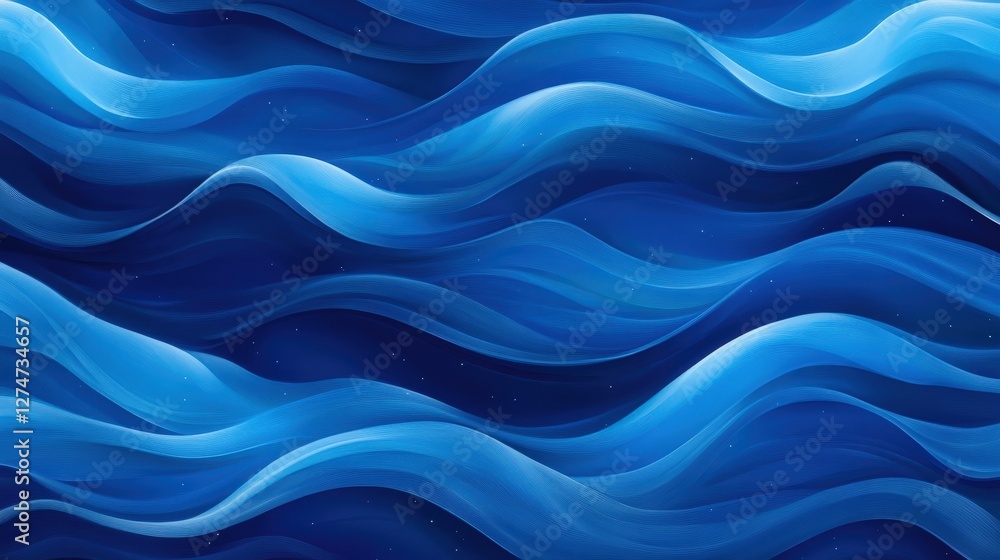 Poster an abstract background featuring smooth, flowing waves in various shades of blue. this design is per