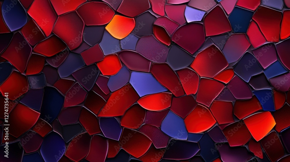 Aufkleber an abstract digital mosaic representing vibrant red and purple shapes interspersed, creating a rich 