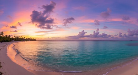 Turquoise water on Perfect tropical beach, exotic beach, paradise island, serene water, sandy shore, calm waves, beach vacation, tropical paradise