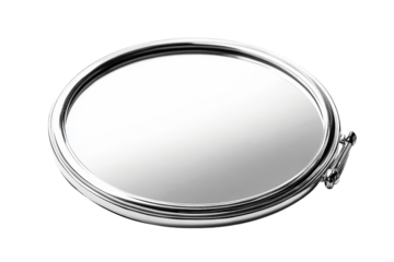 Reflective elegance of a classic handheld mirror resting on a smooth surface in natural light isolated on transparent background