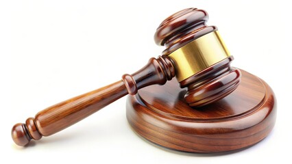 Gavel and Sound Block on White Background