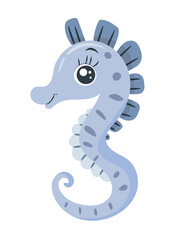 Cute seahorse. Vector clipart illustration on isolated background.