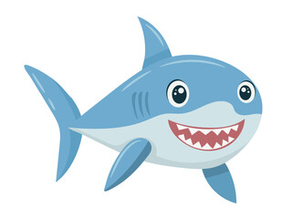 Cute toothy shark. Vector clipart illustration on isolated background.