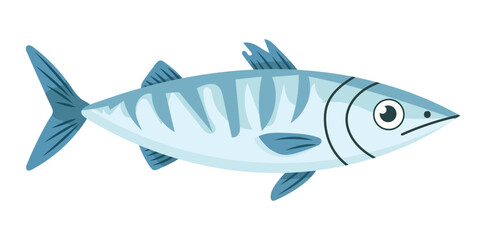 Cute Mackerel fish. Vector clipart illustration on isolated background.