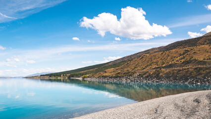 Lake pukaki new zealand gorgeous mirror calm still blue iconic picturesque scenery