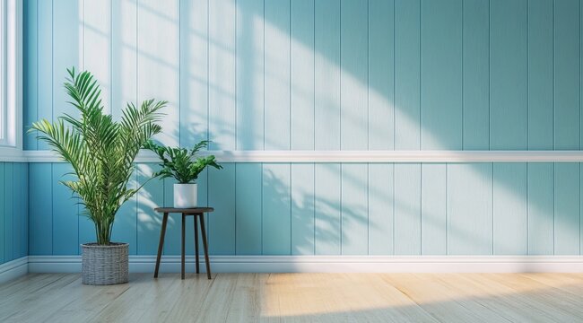 Plants on side table create a calm scene inside a home for decoration and peaceful atmosphere