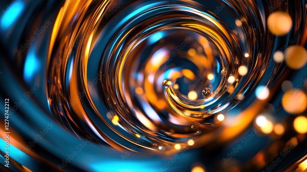 Poster dynamic swirling patterns of vibrant orange and blue create a stunning visual effect. this abstract 