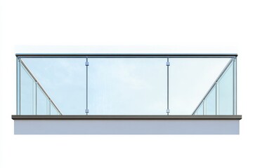 Elegant glass railing design enhancing a modern balcony view in serene daylight isolated on transparent background