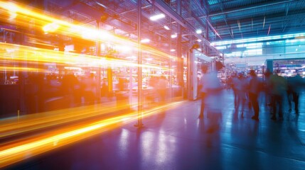 Industrial Facility Showing Blurred Motion and People