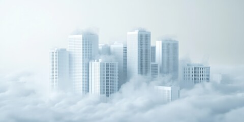 Mystical cityscape in the clouds.
