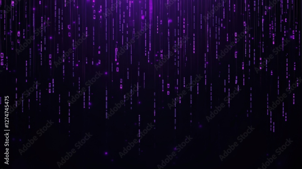 Aufkleber this stunning abstract background features cascading digital elements in vibrant purple hues, creati