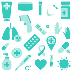 Coronavirus medical equipment element set transparent png