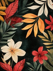 Fototapeta premium Tropical Leaf and Flower Pattern
