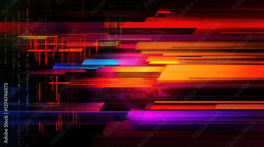 Poster vibrant abstract background featuring dynamic lines and colorful streaks. perfect for digital art, d