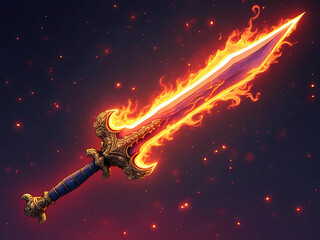 Gaming Asset - Fiery Sword