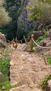 Hiking to Montejaque dam (Presa de Montejaque) and Hundidero cave (Cueva del Hundidero) in the province of Malaga, Andalusia, Spain