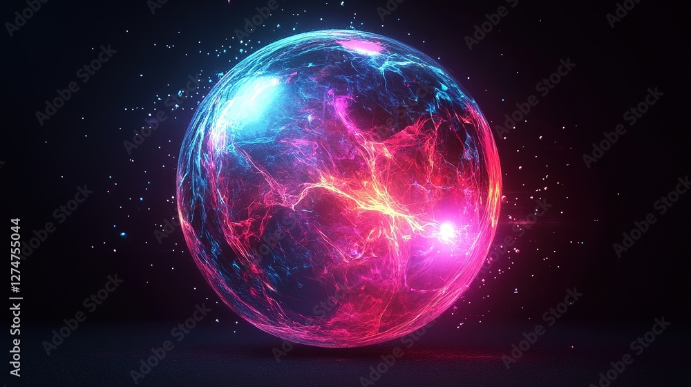 Poster dynamic energy sphere visualization digital art abstract concept dark environment 3d viewpoint
