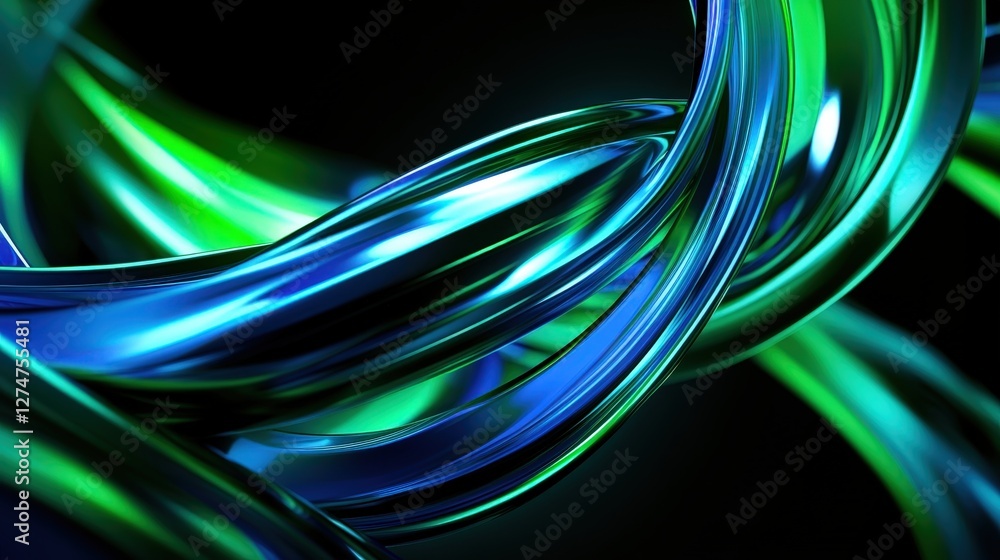 Aufkleber a vibrant abstract composition featuring intertwined blue and green strands, creating a mesmerizing 