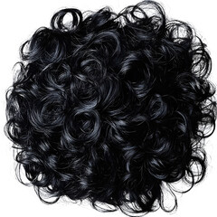 Fototapeta premium Close-up shot of black curly hair in a circular arrangement. Perfect for hairstyle and beauty-related design content.