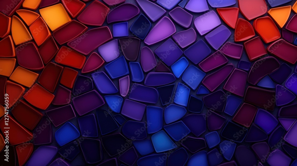Aufkleber a vibrant abstract mosaic composed of various colored glass pieces, creating a stunning visual textu