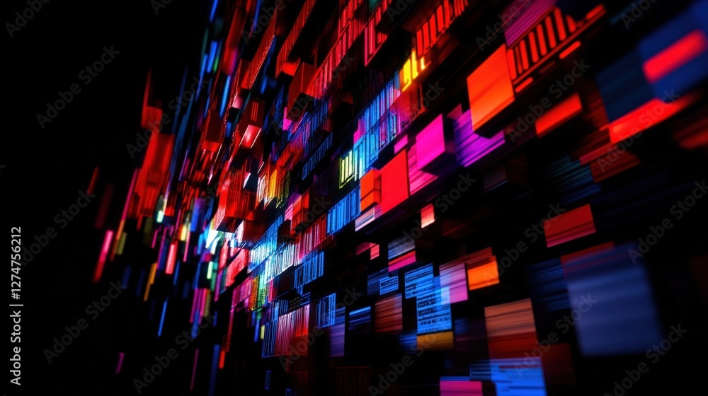 Aufkleber a vibrant abstract representation of digital data flow with vivid colors and dynamic shapes, showcas