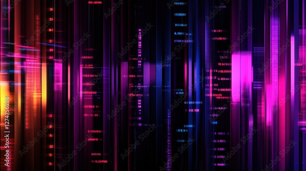 Poster a vibrant abstract representation of technology with colorful light streaks and lines, symbolizing d