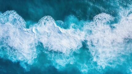 Aerial Ocean Symphony Dynamic Wave Patterns with Turquoise Waters and White Foam Creating Natural Abstract Art