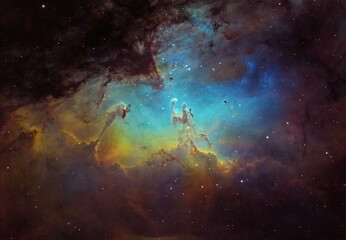 Eagle Nebula (M16, NGC 6611, Star Queen Nebula) is the large hydrogen, sulfur and oxygen gas and...
