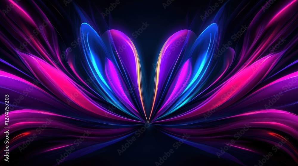 Poster a vibrant and colorful abstract design with flowing shapes and dynamic lighting, perfect for backgro