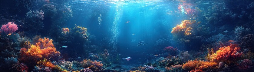 Fototapeta premium Exploring vibrant coral reefs underwater wonders marine life ocean depths scenic view biodiversity