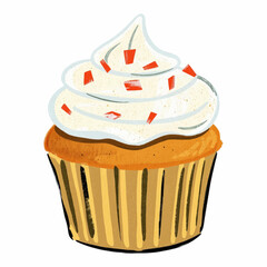 Illustration of a Cozy Winter Peppermint Cupcake