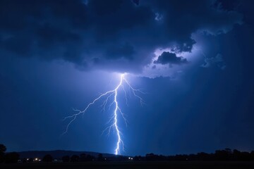 Fototapeta premium Stormy night sky with lightning illuminating dark clouds and thunder rumbling, thunderstorms, lightning storms