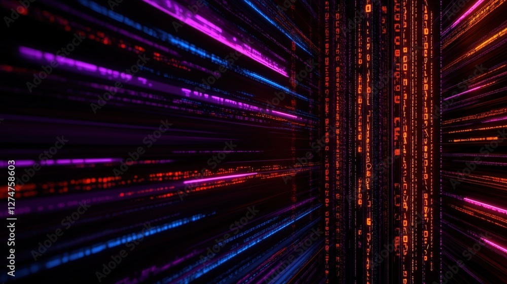 Aufkleber a vibrant depiction of data streams in various colors, creating a dynamic and futuristic atmosphere