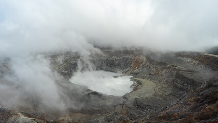 Panoramic view of Poas volcano of Costa Rica in Central America