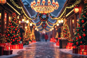 Obraz premium Colorful Christmas Art with Snowflakes and a Festive Atmosphere