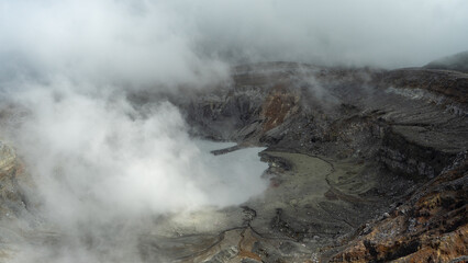 Panoramic view of Poas volcano of Costa Rica in Central America