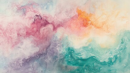 Naklejka premium Abstract Watercolor Painting with Delicate Pastel Tones and Fluid Movement