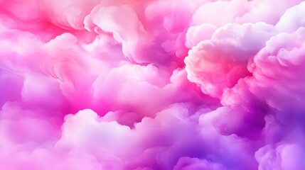 Fototapeta premium A vibrant display of pink and purple clouds fills the sky, creating a surreal and dreamy atmosphere. The rich colors blend seamlessly, evoking feelings of peace and wonder.