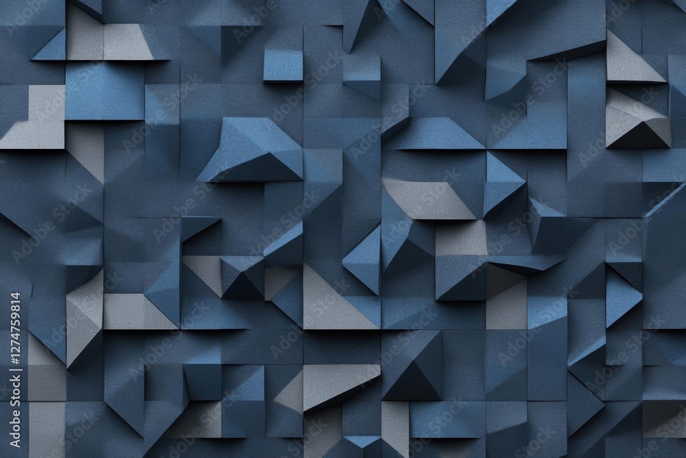 Poster geometric shapes form abstract pattern with blue and gray hues. modern architectural design.