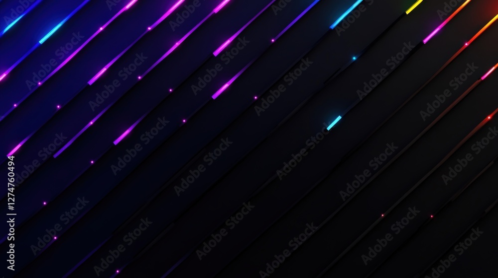 Poster a vibrant image featuring diagonal lines of neon colors against a dark background, perfect for creat