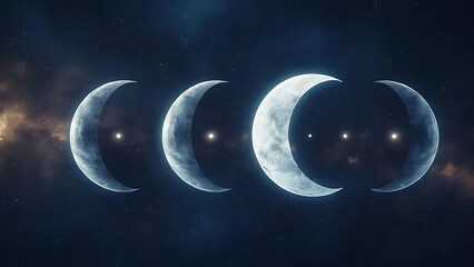 Lunar Crescent Line of Many Moon Rotation