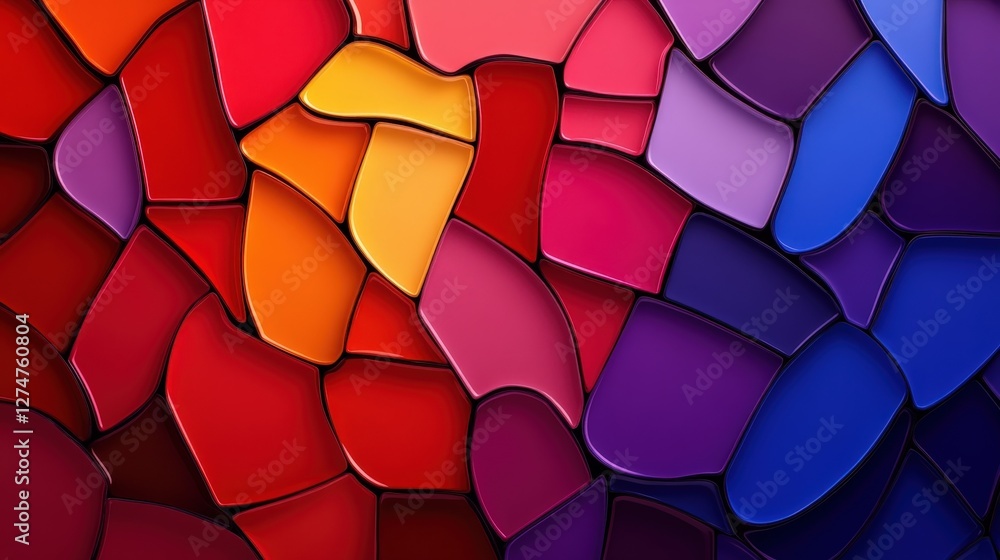Poster a vibrant mosaic of colorful shapes forming an abstract pattern