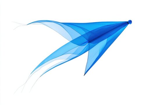 Flowing blue fabric creates a dynamic, playful form under soft lighting in a tranquil space isolated on transparent background