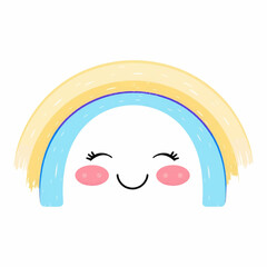 Illustration of a Smiling Blue Yellow Rainbow with Bright Colors