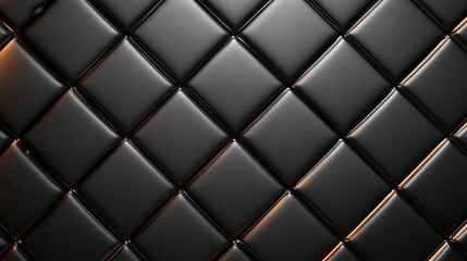 Luxurious black leather quilted pattern with subtle lighting highlights