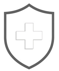 Fototapeta premium This graphic showcases a simple yet striking cross shield with a white background. The central cross element emphasizes themes of safety, health, and protection